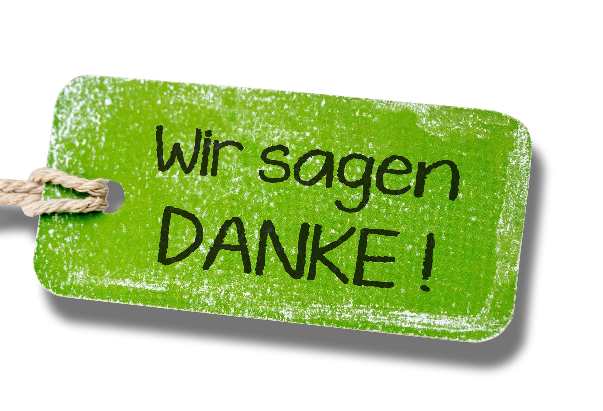 Danke-Tag in Grün mit Text | Kundengeschenke